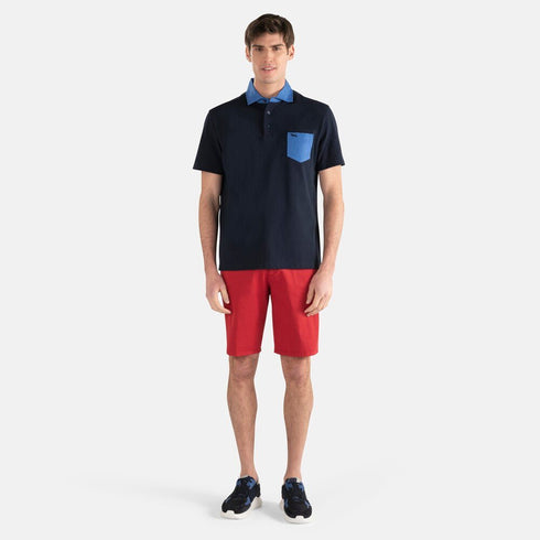 Polo Uomo con taschino in contrasto Blu Harmont & Blaine- Francavilla Moda